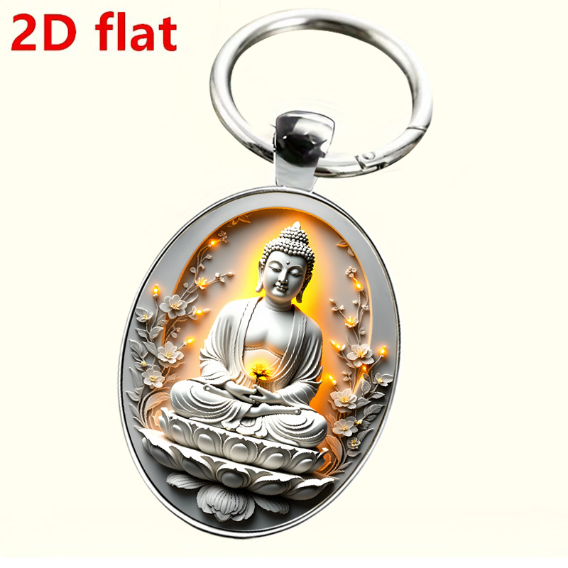 Zen Tranquility Keychain with White Jade Design